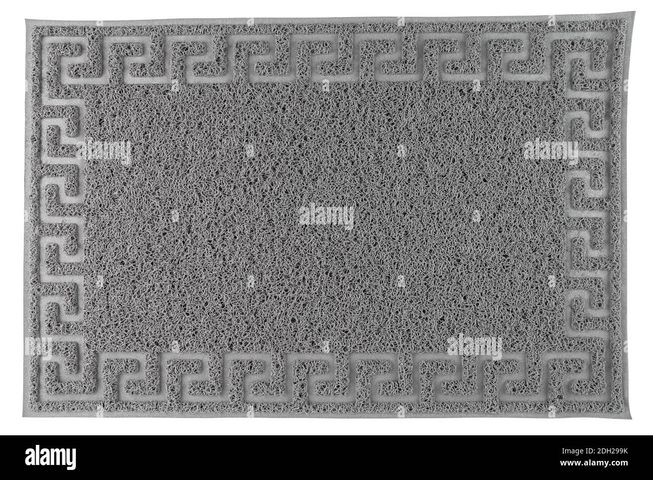 tappetino di benvenuto in gomma sintetica grigia con prospettiva piatta, isolato Foto Stock