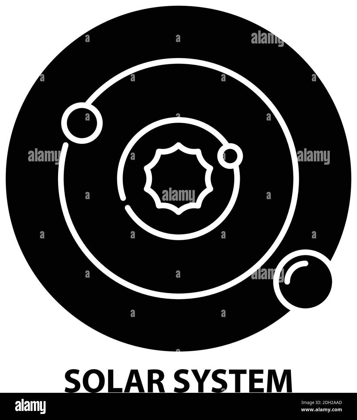 icona del sistema solare, segno vettoriale nero con tratti modificabili, illustrazione concettuale Illustrazione Vettoriale