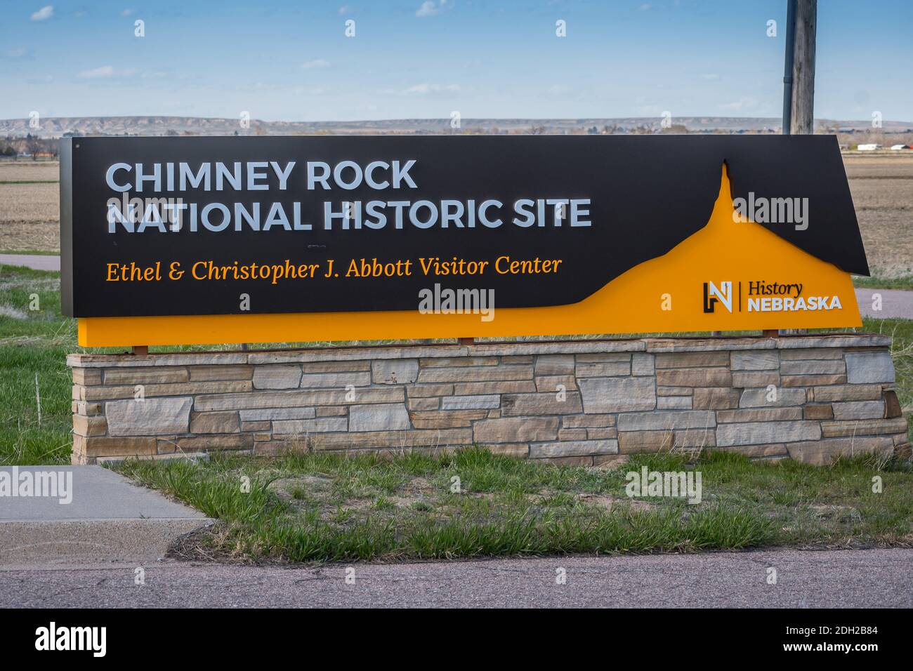 Una strada d'ingresso che va a Chimney Rock National Historic, Nebraska Foto Stock