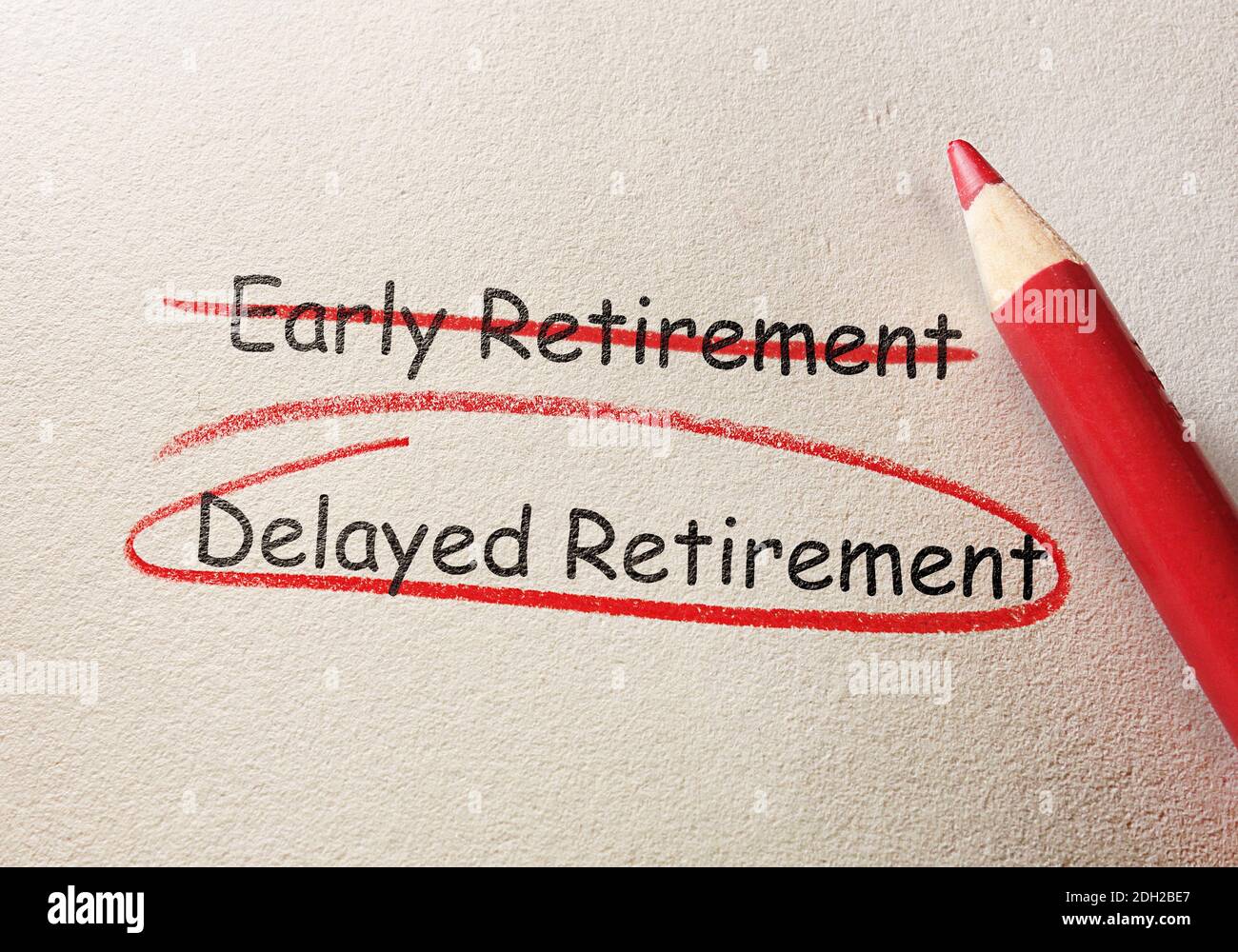 Concetto di pensionamento ritardato Foto Stock