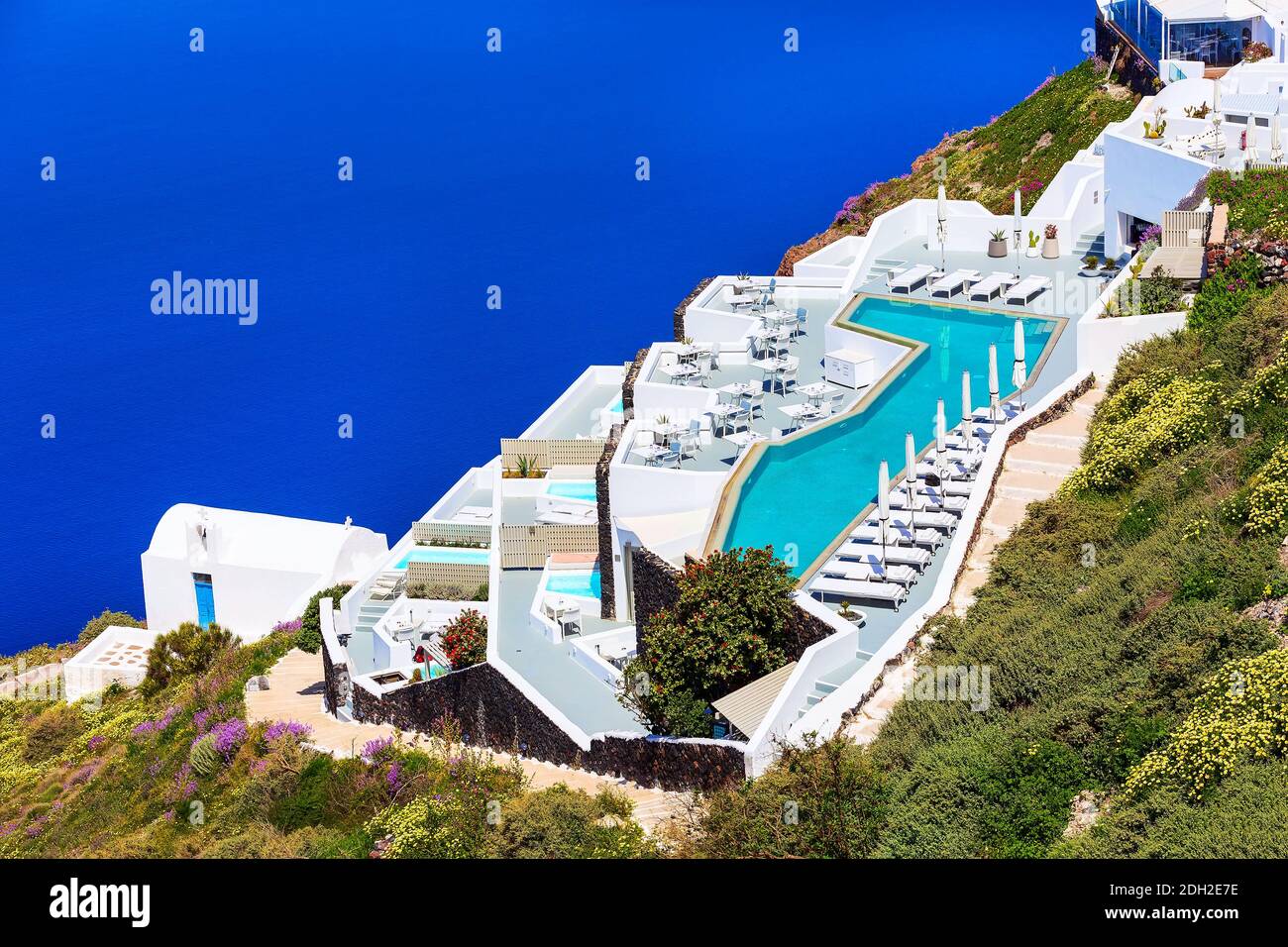 Case dell'isola di Santorini in Grecia Foto Stock