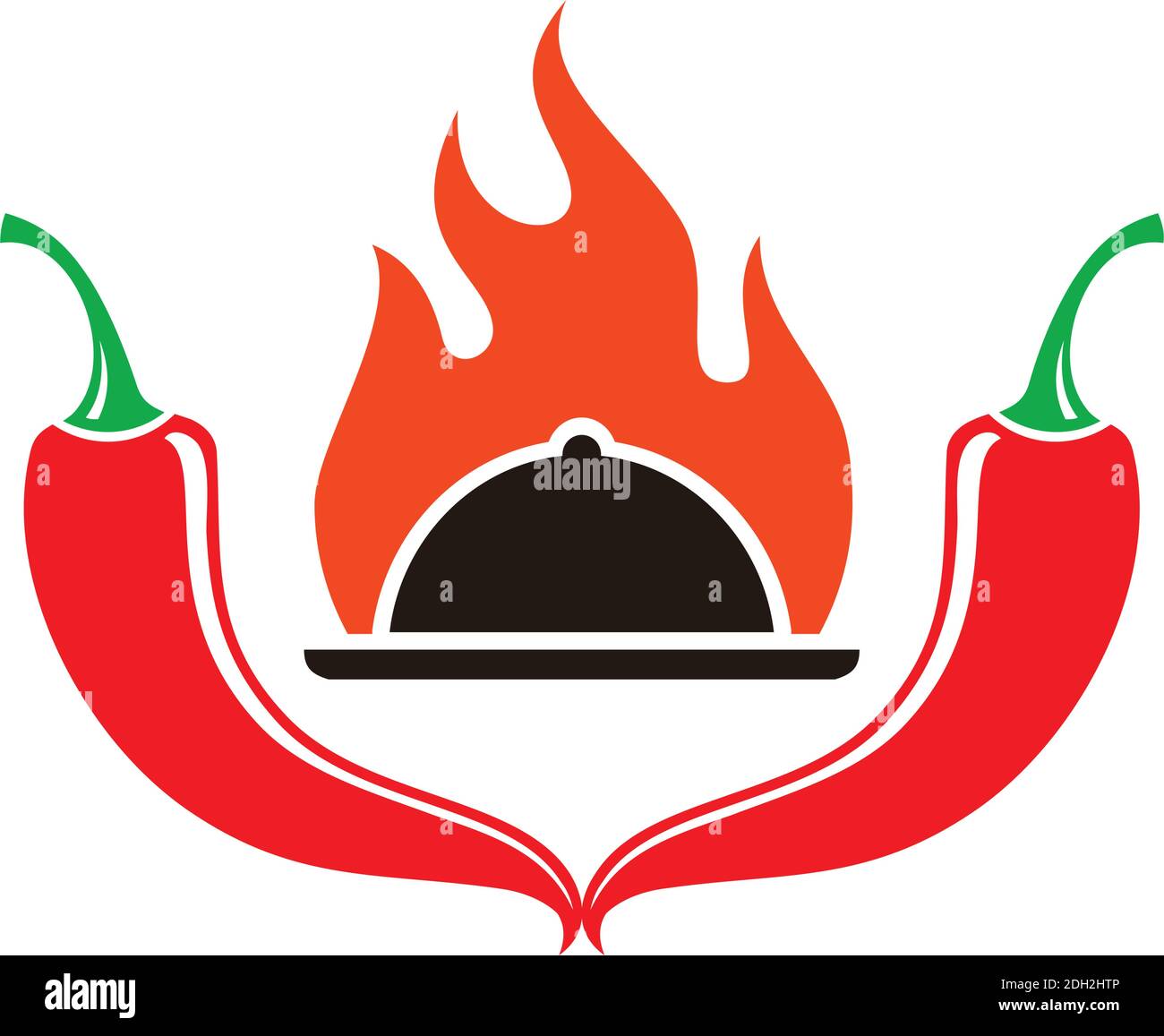 chili hot spicy food icona logo vettore piatto concept design Illustrazione Vettoriale