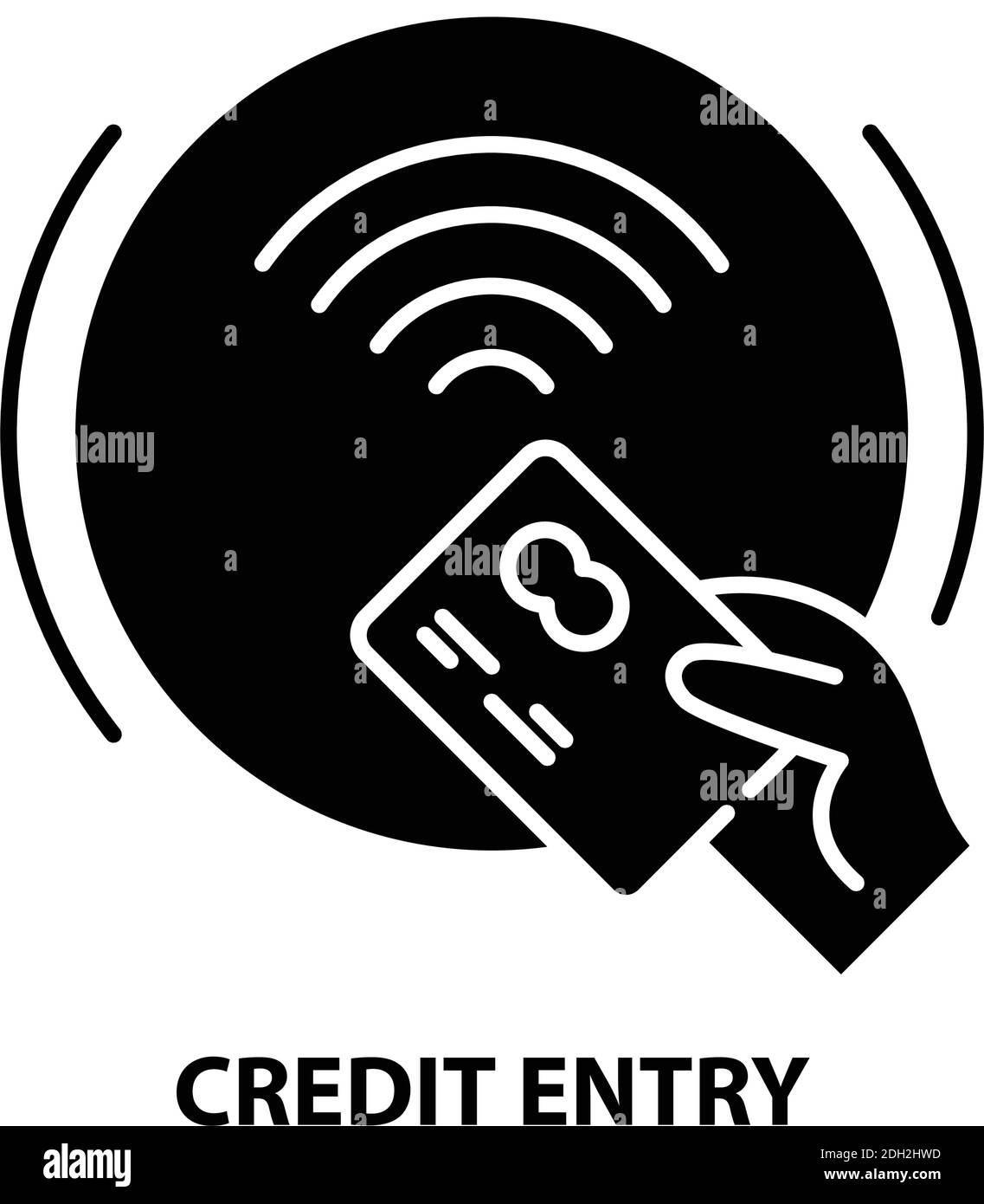 icona di immissione del credito, segno vettoriale nero con tratti modificabili, illustrazione concettuale Illustrazione Vettoriale