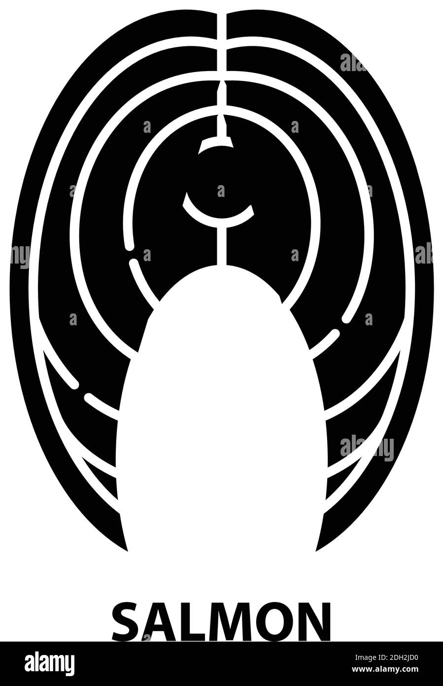 icona salmone, segno vettoriale nero con tratti modificabili, illustrazione concettuale Illustrazione Vettoriale