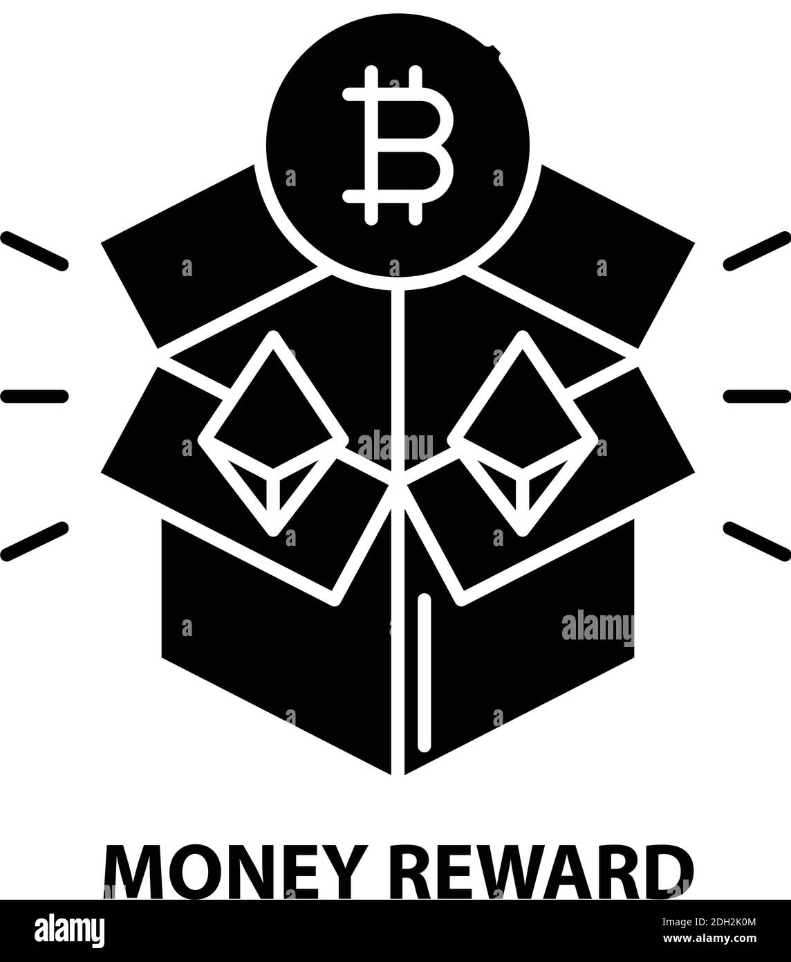 icona ricompensa denaro, segno vettoriale nero con tratti modificabili, illustrazione concettuale Illustrazione Vettoriale