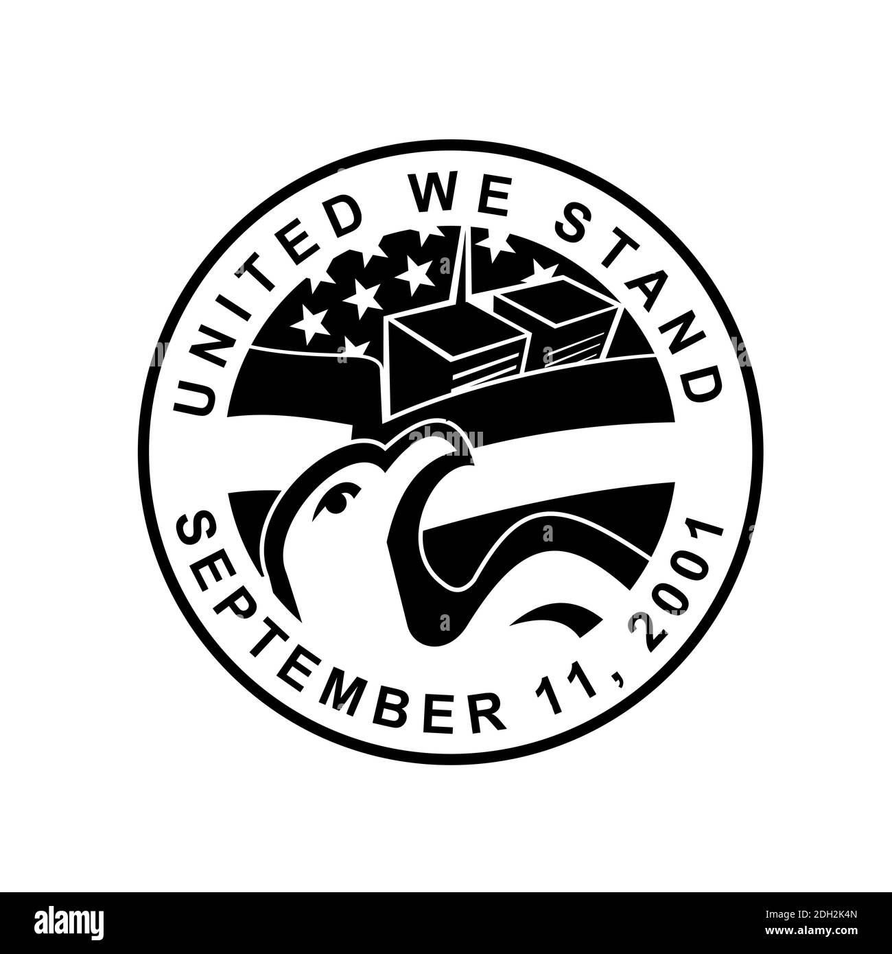 American Eagle e WTC Building 911 Commemoration Circle retro Foto Stock