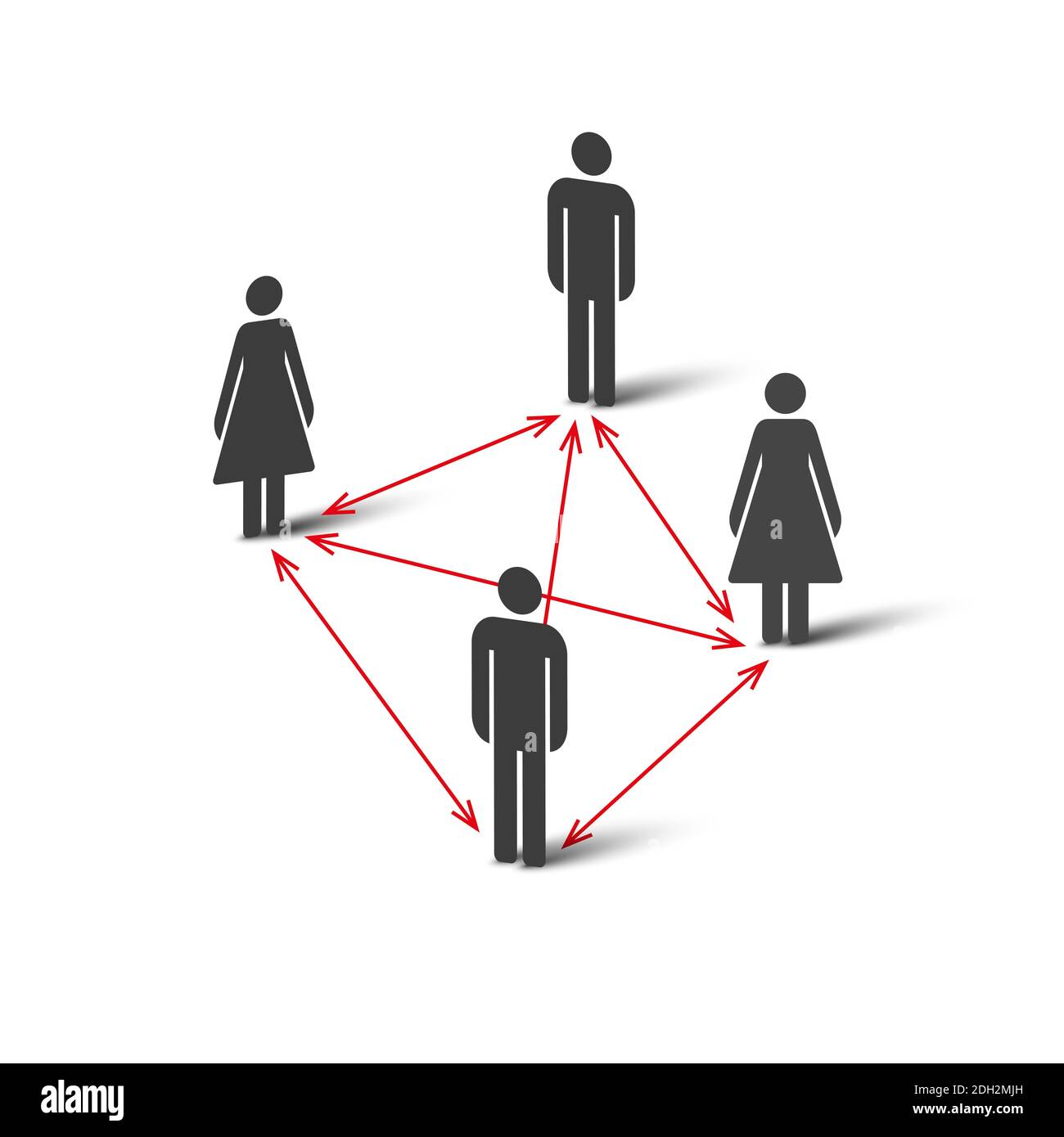 Icona delle persone che si allontanano dal social network. Mantenere la distanza di 1-2 metri. Figura. Foto Stock