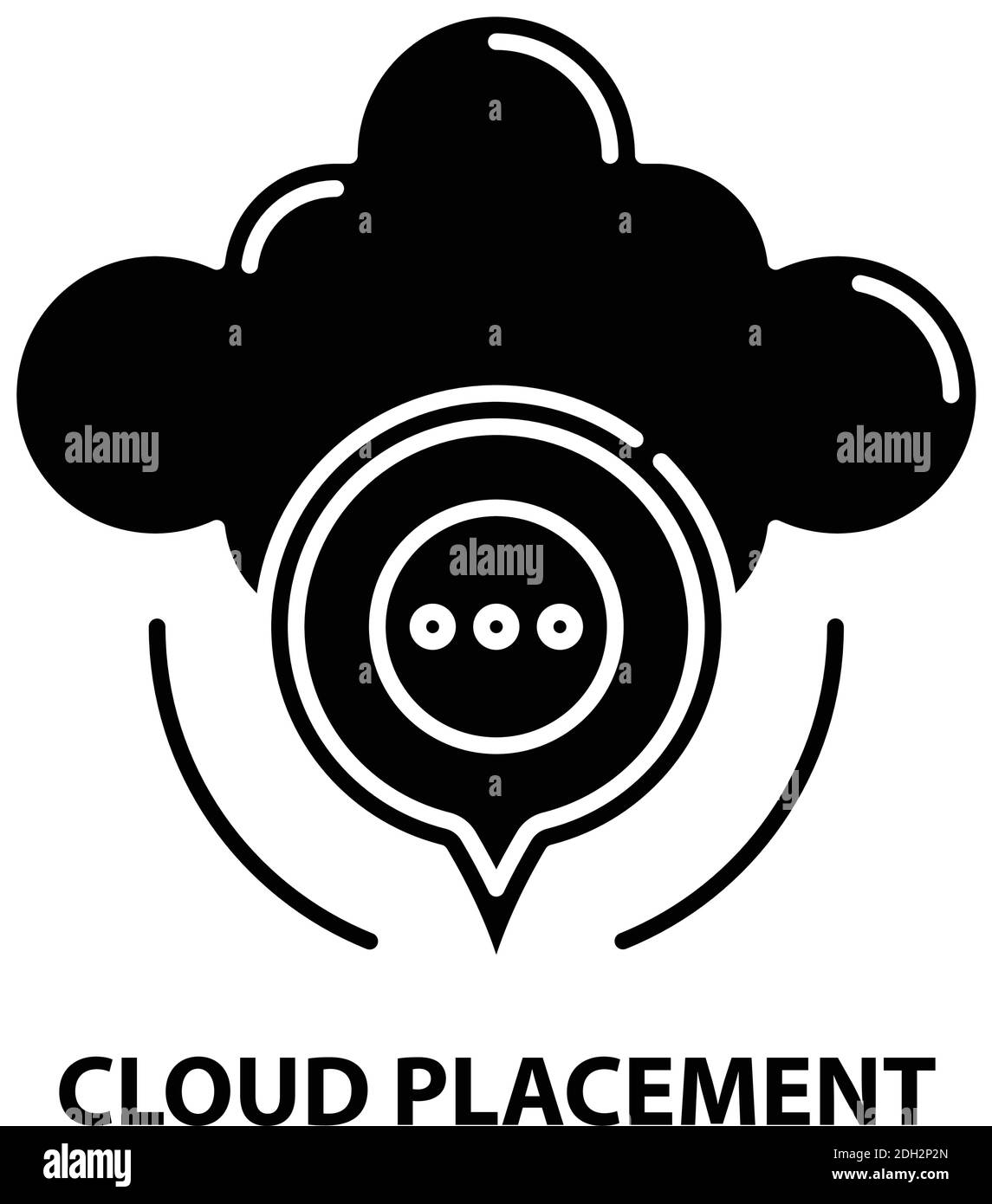 icona di posizionamento cloud, segno vettoriale nero con tratti modificabili, illustrazione concettuale Illustrazione Vettoriale