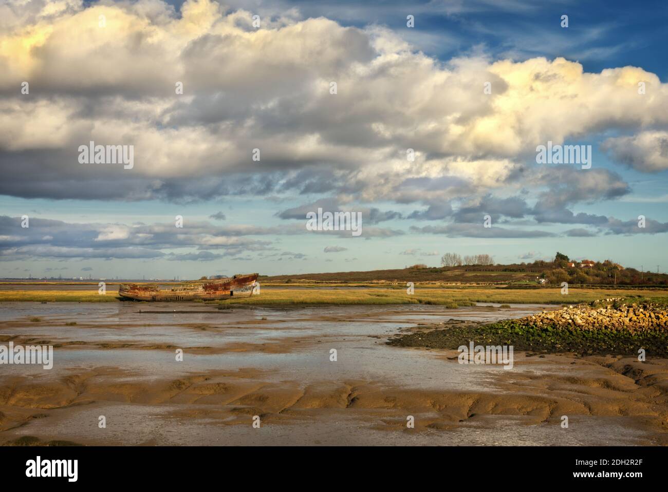 Relitto sulle paludi nel Kent del Nord Foto Stock