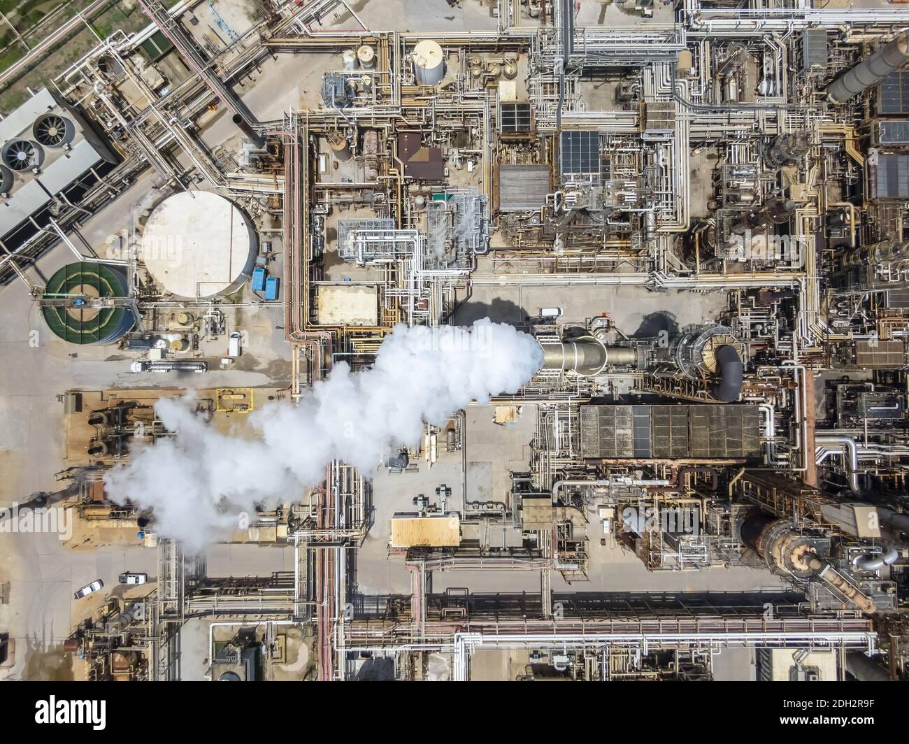 Vista aerea di una raffineria di petrolio sul Golfo del Texas Costa Foto Stock