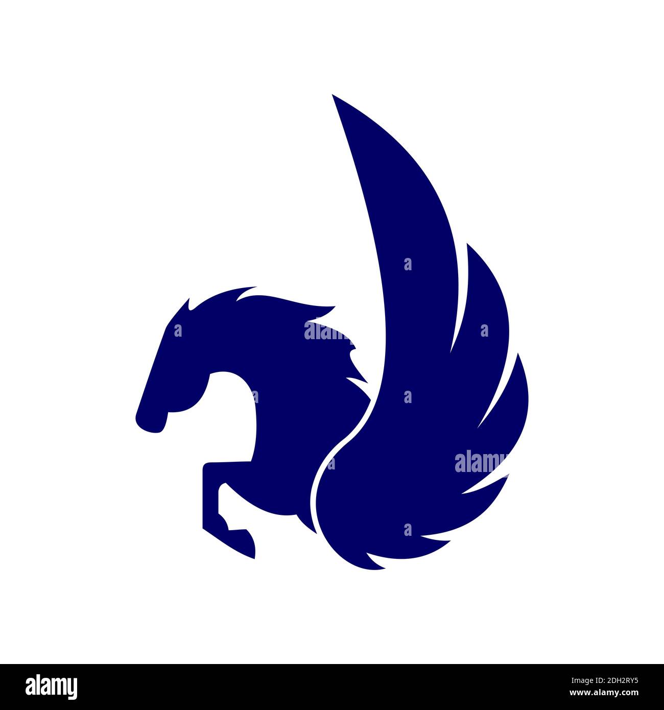 design vettoriale con icona del logo pegasus blu concept Illustrazione Vettoriale