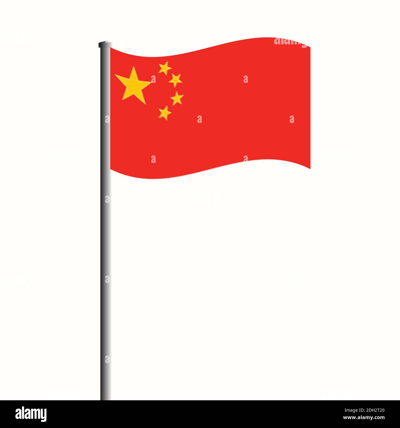 Sventolando la bandiera cinese a High Mast. Illustrazione vettoriale. Illustrazione Vettoriale