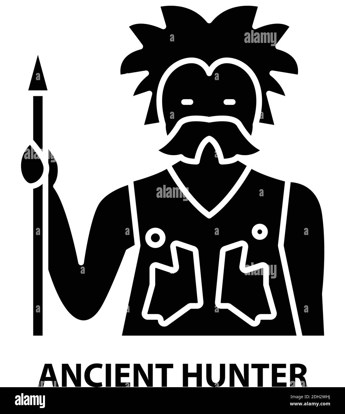 antica icona di cacciatore, segno vettoriale nero con tratti modificabili, illustrazione concettuale Illustrazione Vettoriale