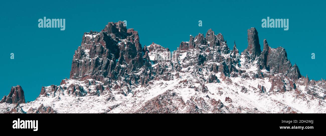 Particolare della cima del Cerro Castillo nel sud autostrada della Patagonia cilena Foto Stock
