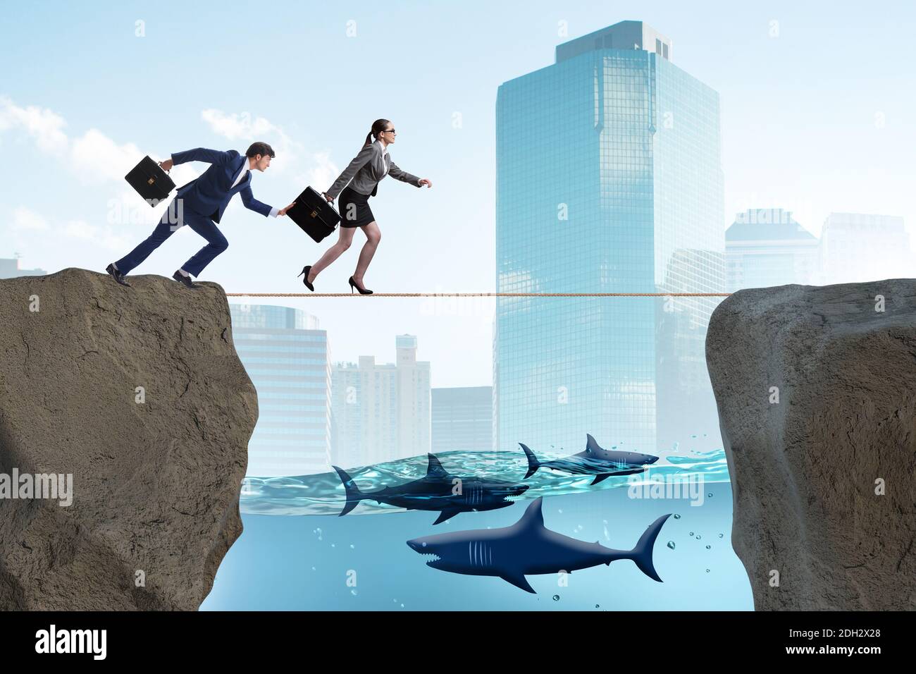 Concetto di concorrenza commerciale non etica Foto Stock