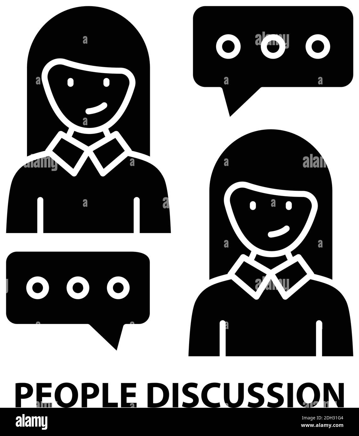 icona discussione persone, segno vettoriale nero con tratti modificabili, illustrazione concettuale Illustrazione Vettoriale