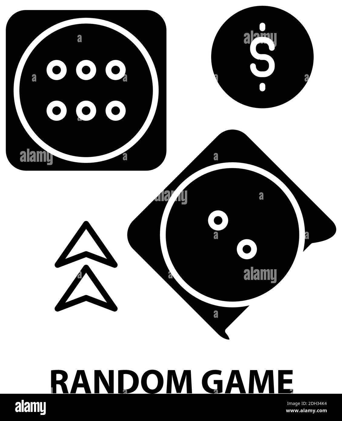 icona di gioco casuale, segno vettoriale nero con tratti modificabili, illustrazione concettuale Illustrazione Vettoriale