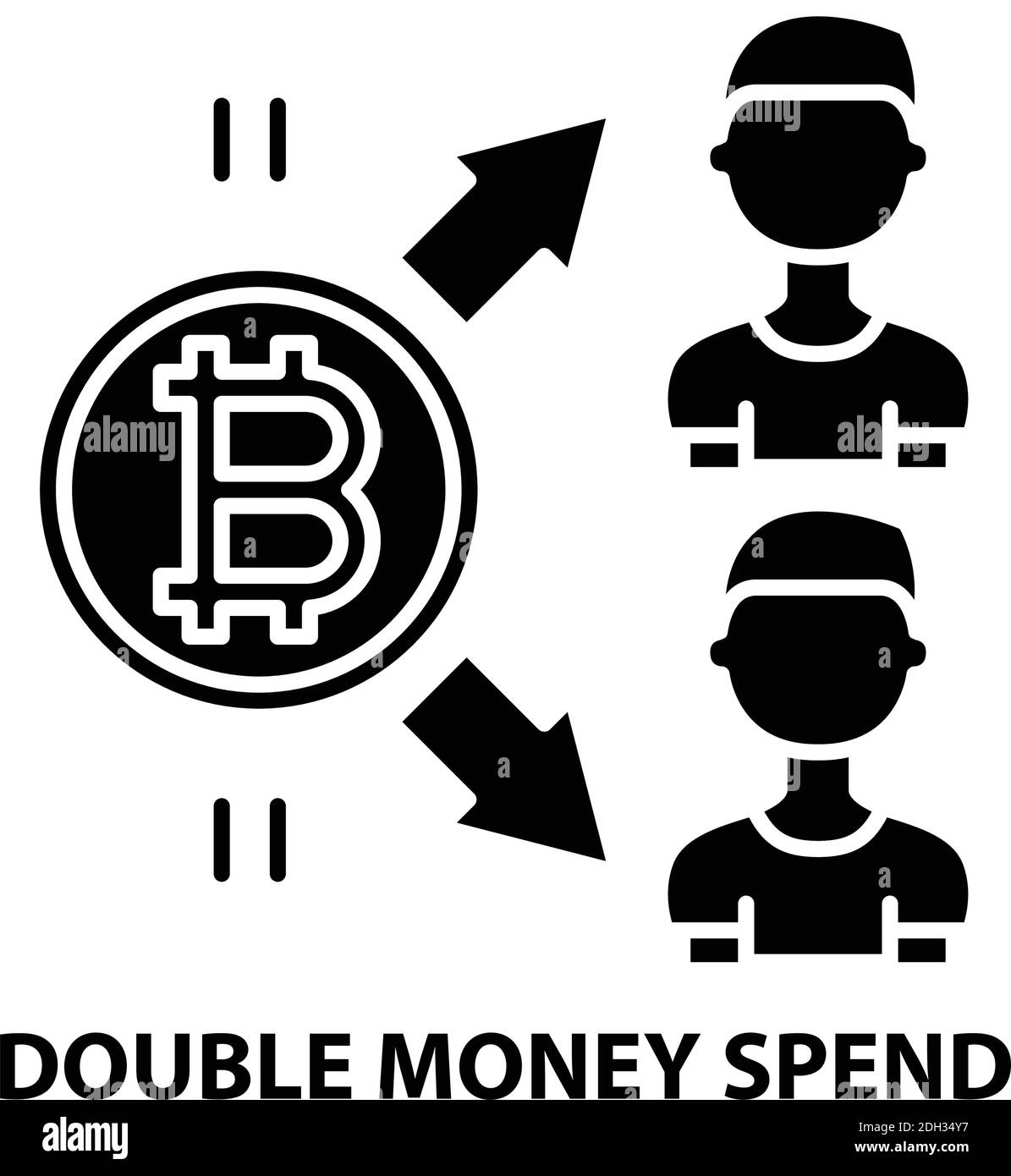 icona doppia spesa, segno vettoriale nero con tratti modificabili, illustrazione concettuale Illustrazione Vettoriale