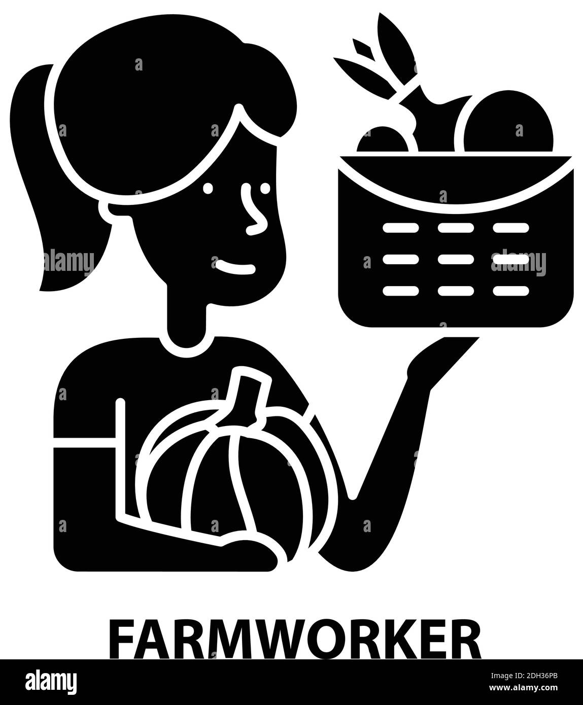 icona del lavoratore agricolo, segno vettoriale nero con tratti modificabili, illustrazione concettuale Illustrazione Vettoriale