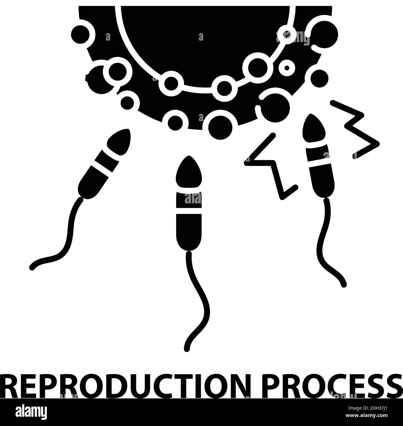icona del processo di riproduzione, segno vettoriale nero con tratti modificabili, illustrazione concettuale Illustrazione Vettoriale
