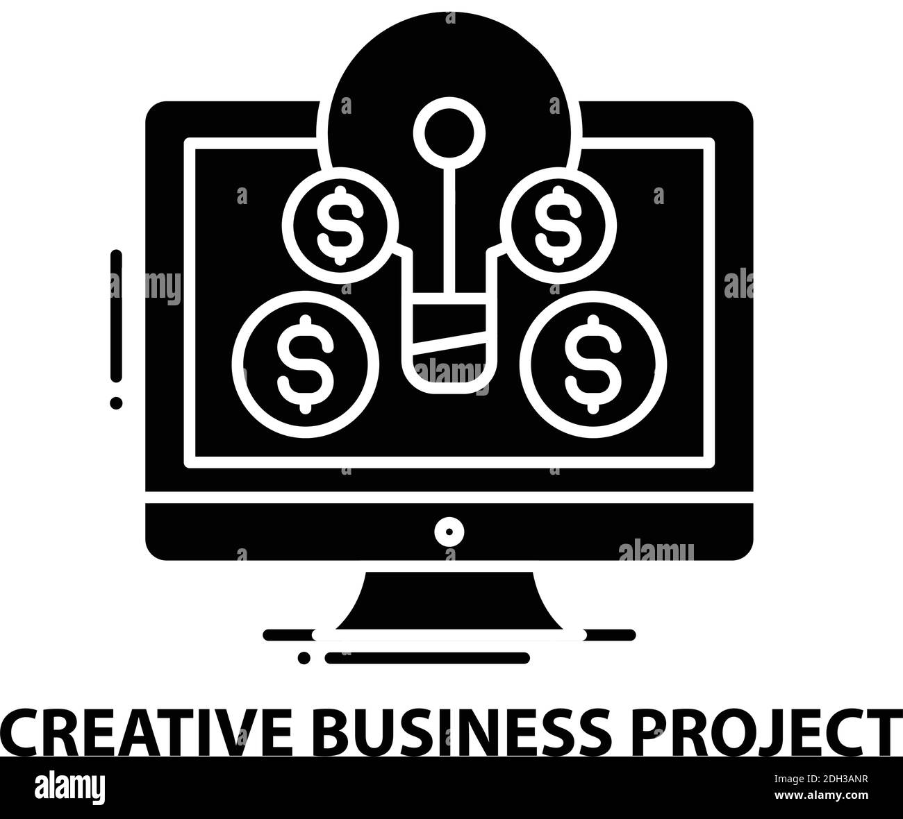 icona di un progetto aziendale creativo, segno vettoriale nero con tratti modificabili, illustrazione concettuale Illustrazione Vettoriale