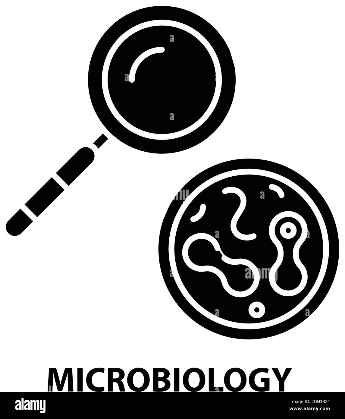 icona microbiologica, segno vettoriale nero con tratti modificabili, illustrazione concettuale Illustrazione Vettoriale