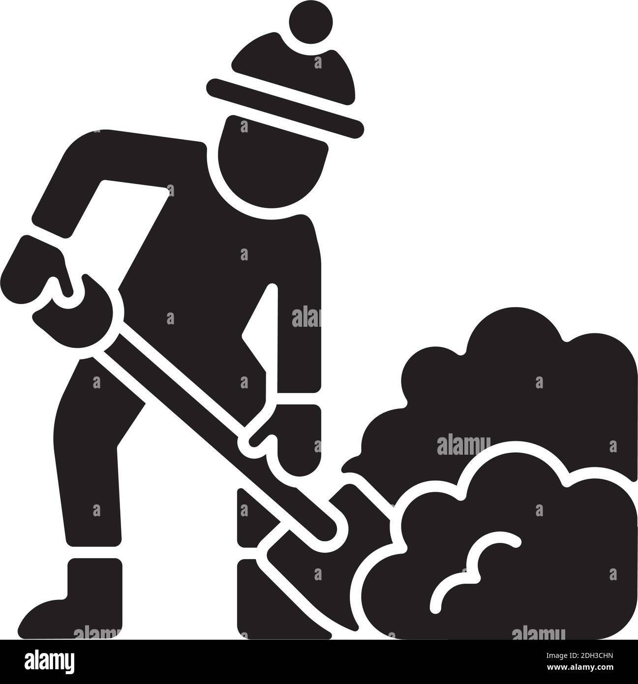 Icona di glifo nero con pala a mano Illustrazione Vettoriale