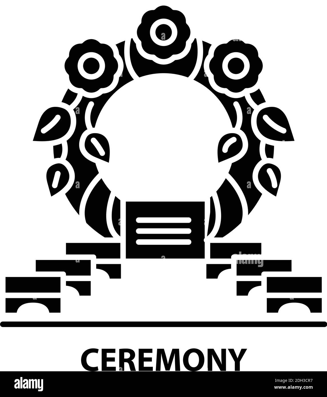 icona cerimonia, segno vettoriale nero con tratti modificabili, illustrazione concettuale Illustrazione Vettoriale