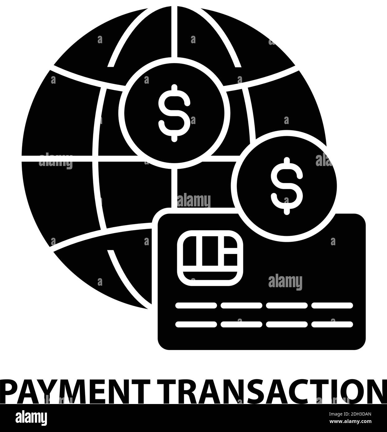 icona della transazione di pagamento, segno vettoriale nero con tratti modificabili, illustrazione concettuale Illustrazione Vettoriale