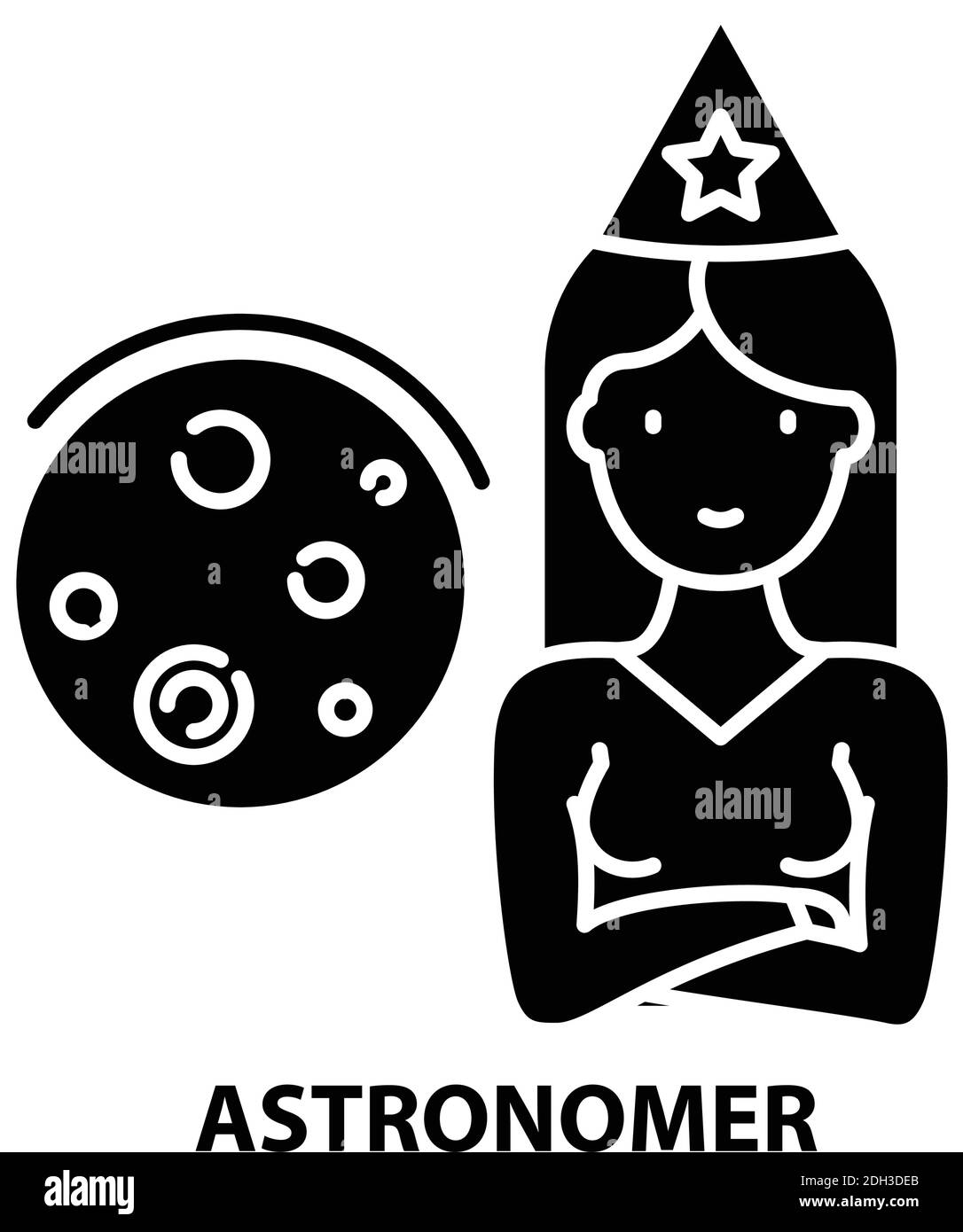 icona astronomo, segno vettoriale nero con tratti modificabili, illustrazione concettuale Illustrazione Vettoriale