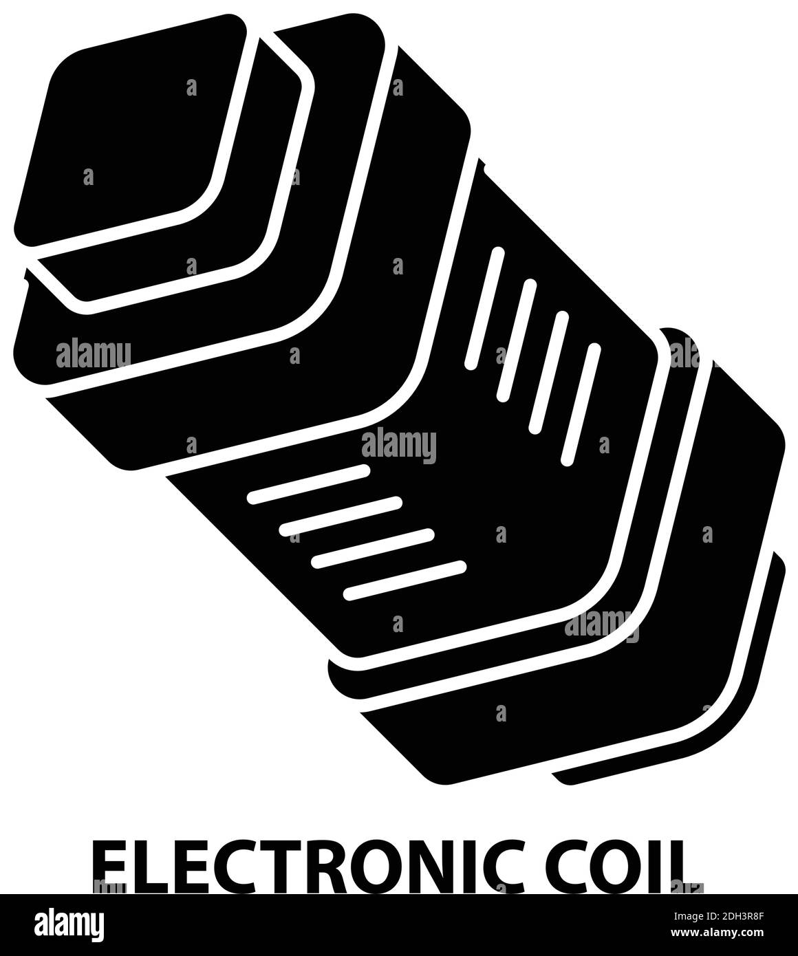 icona della bobina elettronica, segno vettoriale nero con tratti modificabili, illustrazione concettuale Illustrazione Vettoriale
