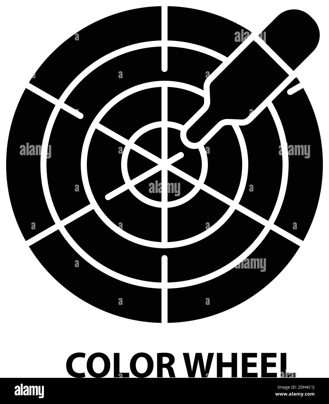 icona della ruota a colori, segno vettoriale nero con tratti modificabili, illustrazione concettuale Illustrazione Vettoriale