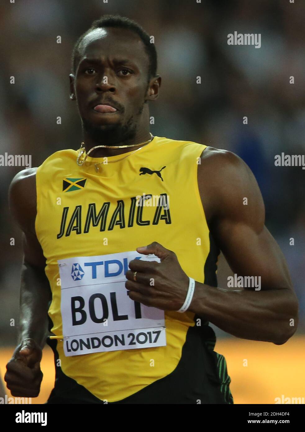 Giamaica Usain Bolt nei 100m uomini di calore sei durante il giorno uno dei campionati mondiali IAAF 2017 al London Stadium, UK, 4 agosto 2017. Foto di Giuliano Bevilacqua/ABACAPRESS.COM Foto Stock