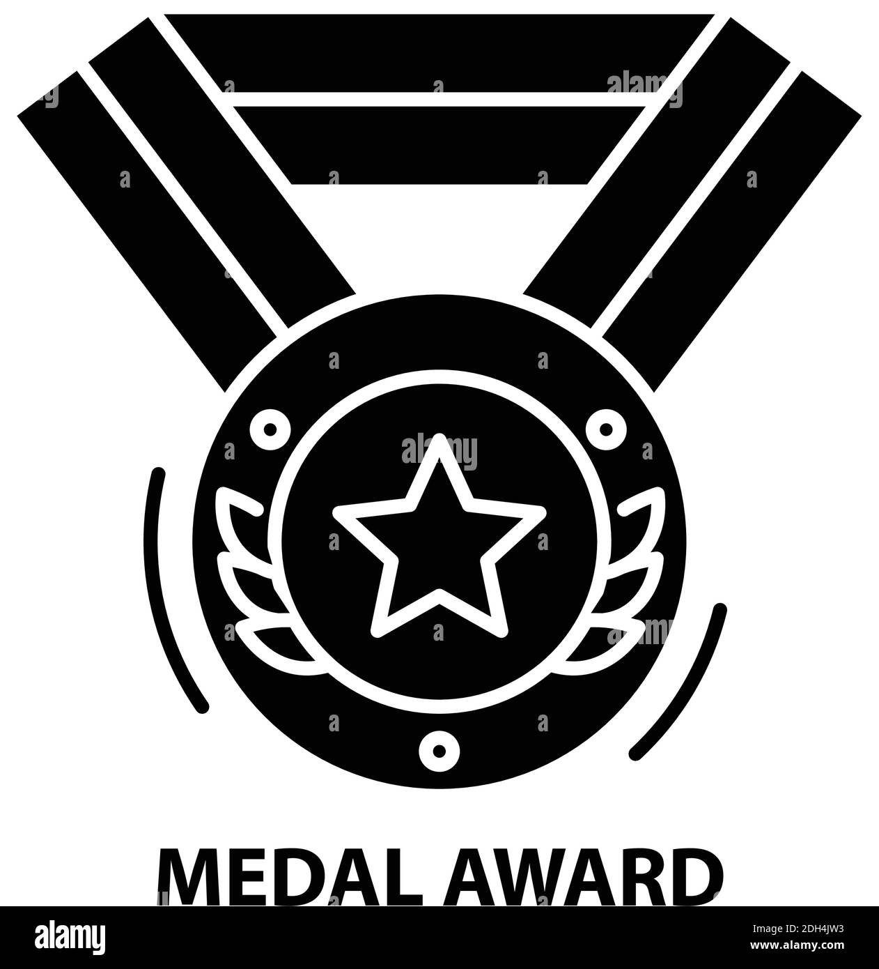 icona del simbolo di riconoscimento della medaglia, segno vettoriale nero con tratti modificabili, illustrazione concettuale Illustrazione Vettoriale