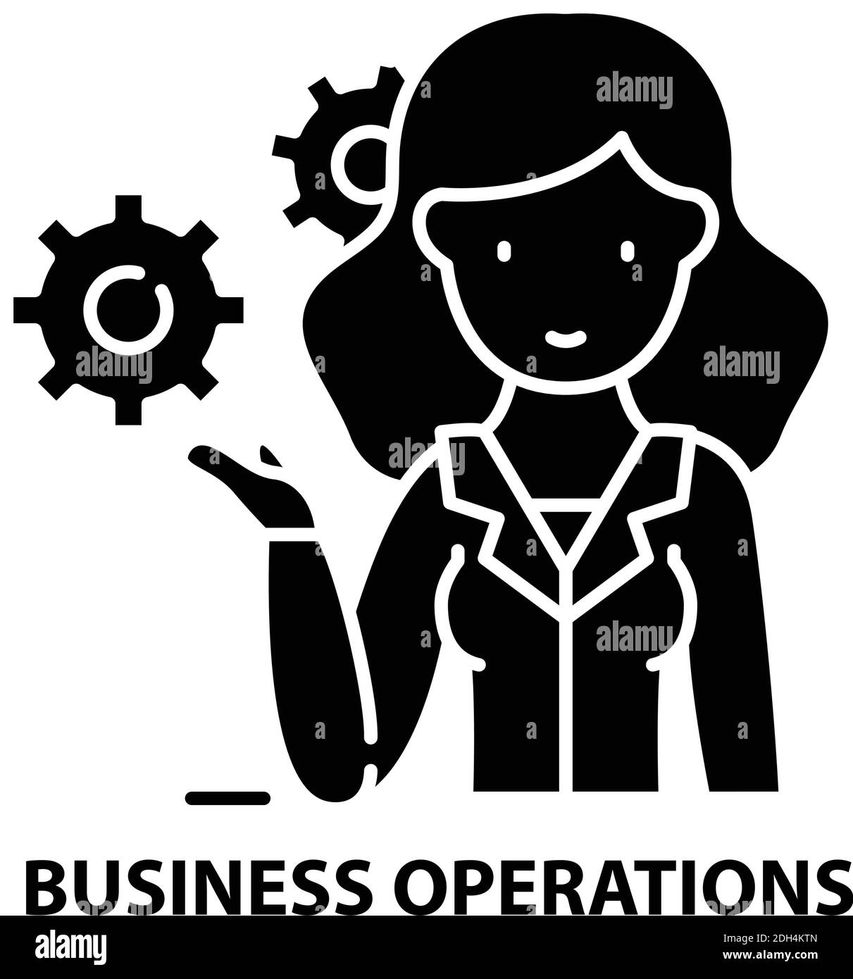 icona operazioni aziendali, segno vettoriale nero con tratti modificabili, illustrazione concettuale Illustrazione Vettoriale