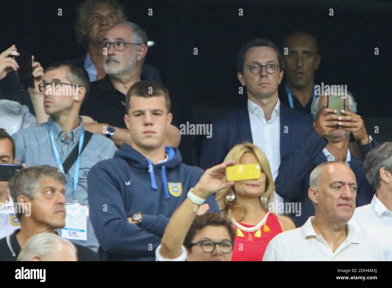 Jacques-Henri Eyraud e Andoni Zubizarreta durante i play-off della UEFA Europa League, Olympique de Marseille contro NK Domzale all'Orange Véldrome di Marsiglia il 24 agosto 2017. Foto di Guillaume Chagnard/ABACAPRESS.COM Foto Stock