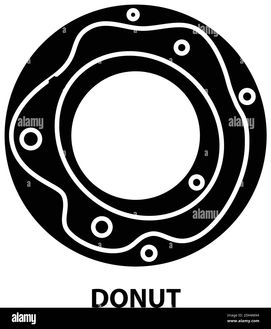 icona simbolo della ciambella, segno vettoriale nero con tratti modificabili, illustrazione concettuale Illustrazione Vettoriale