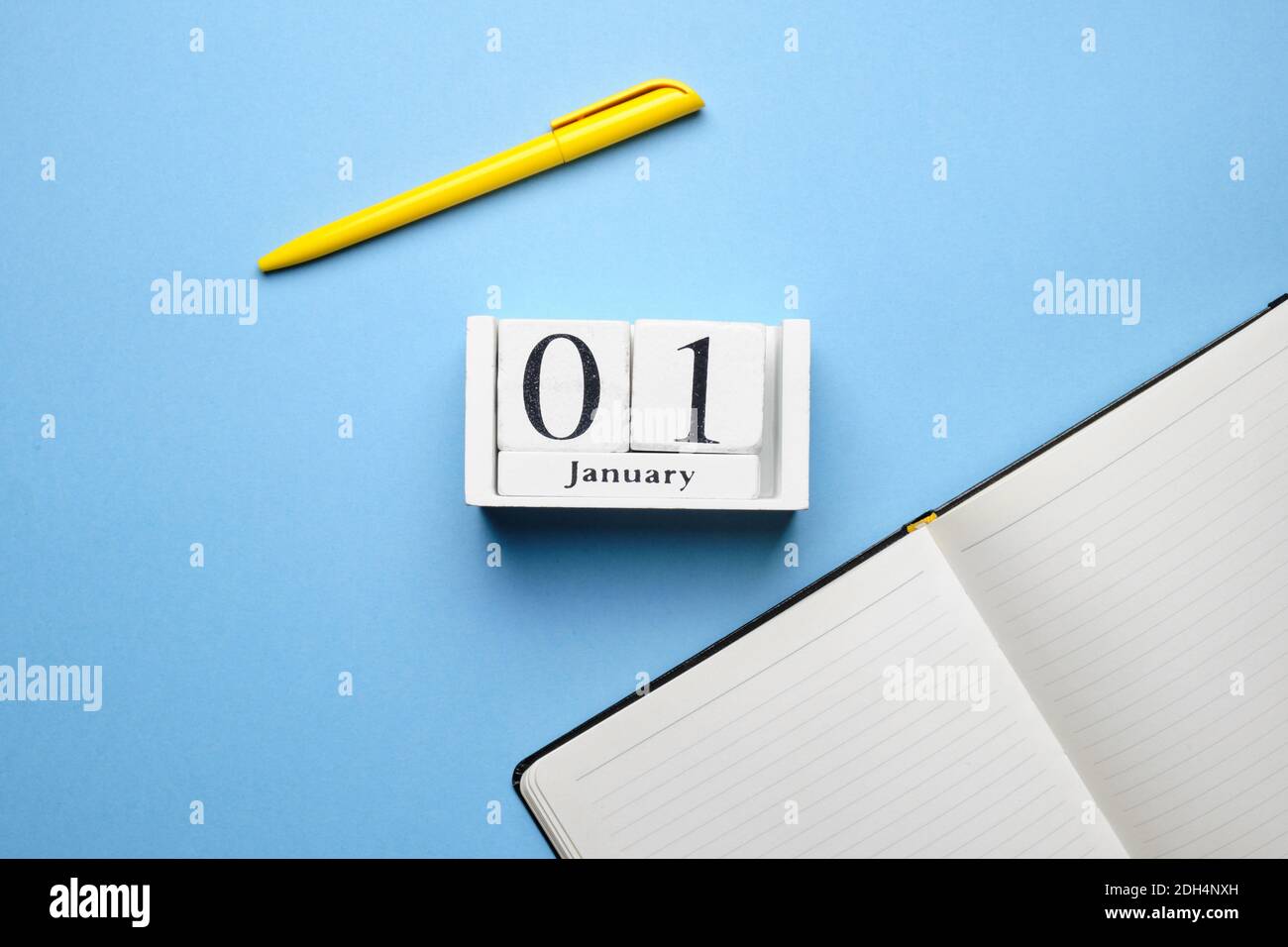 primo giorno del calendario del mese invernale gennaio. Foto Stock