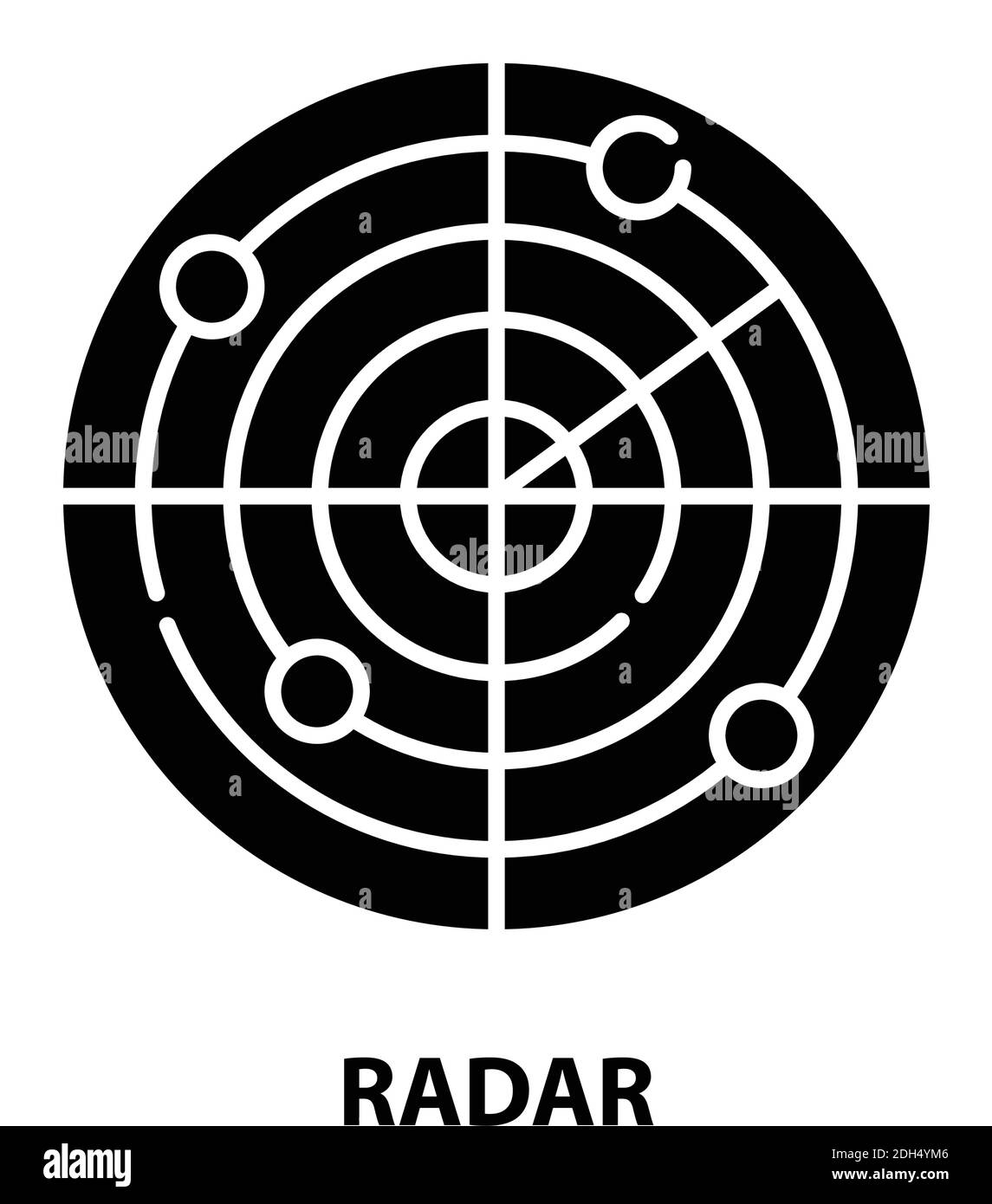 icona radar, segno vettoriale nero con tratti modificabili, illustrazione concettuale Illustrazione Vettoriale