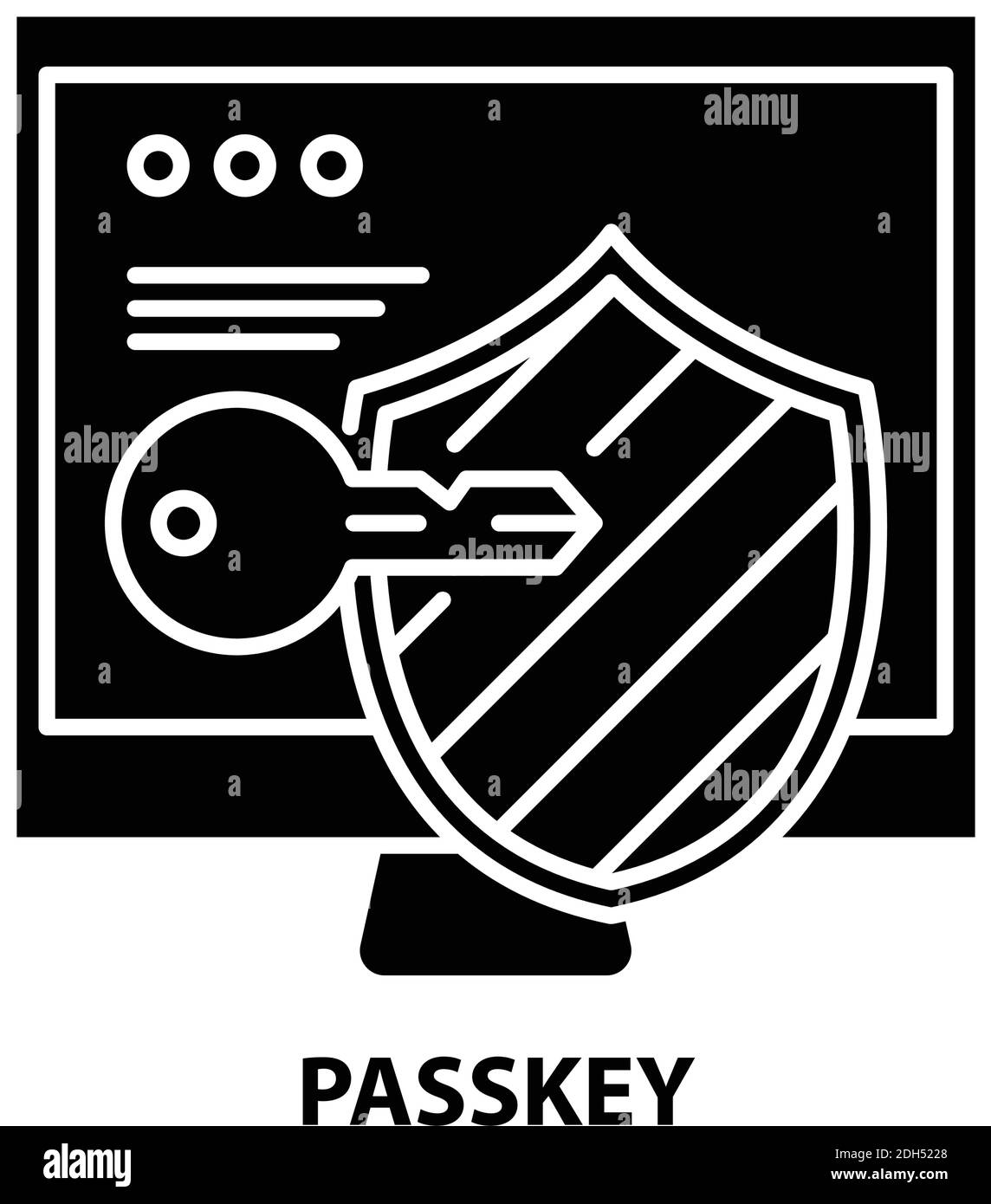 icona passkey, segno vettoriale nero con tratti modificabili, illustrazione concettuale Illustrazione Vettoriale
