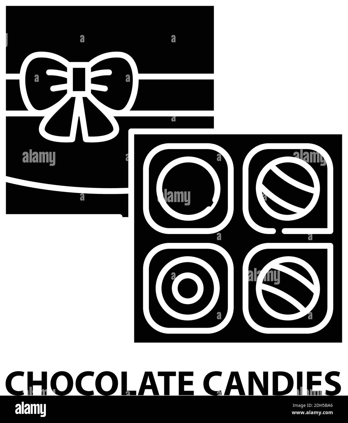 icona caramelle al cioccolato, segno vettoriale nero con tratti modificabili, illustrazione concettuale Illustrazione Vettoriale