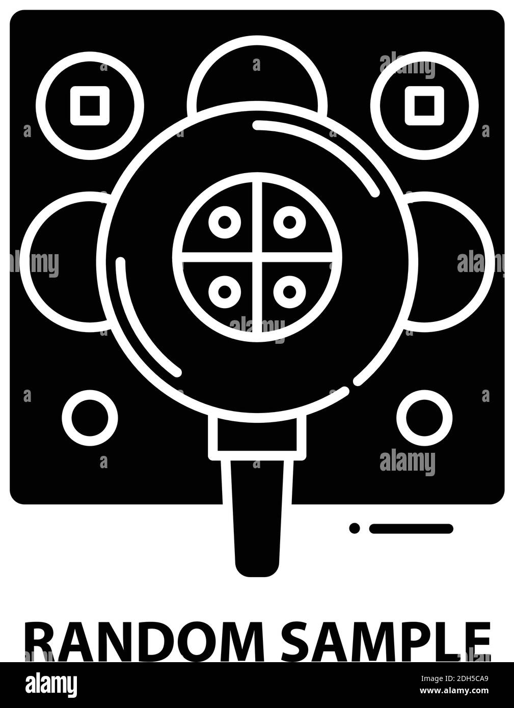 icona campione casuale, segno vettoriale nero con tratti modificabili, illustrazione concettuale Illustrazione Vettoriale