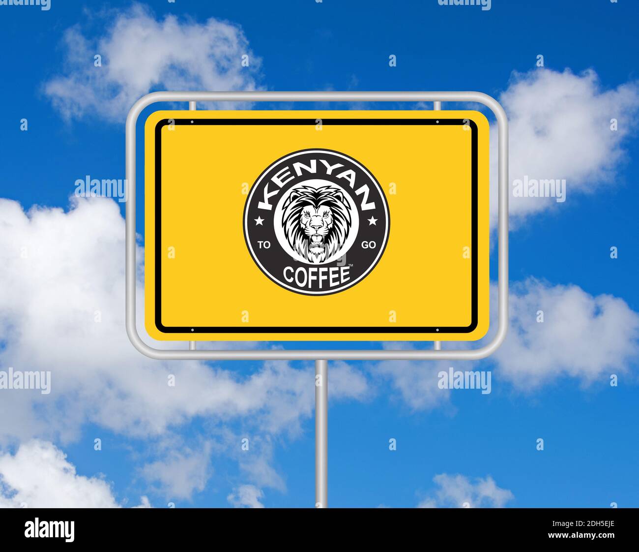 Ortsschild, Stadt, Logo, Werbung, caffè keniota, Foto Stock