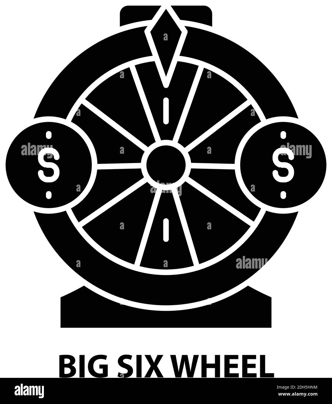 icona a sei ruote grandi, segno vettoriale nero con tratti modificabili, illustrazione concettuale Illustrazione Vettoriale