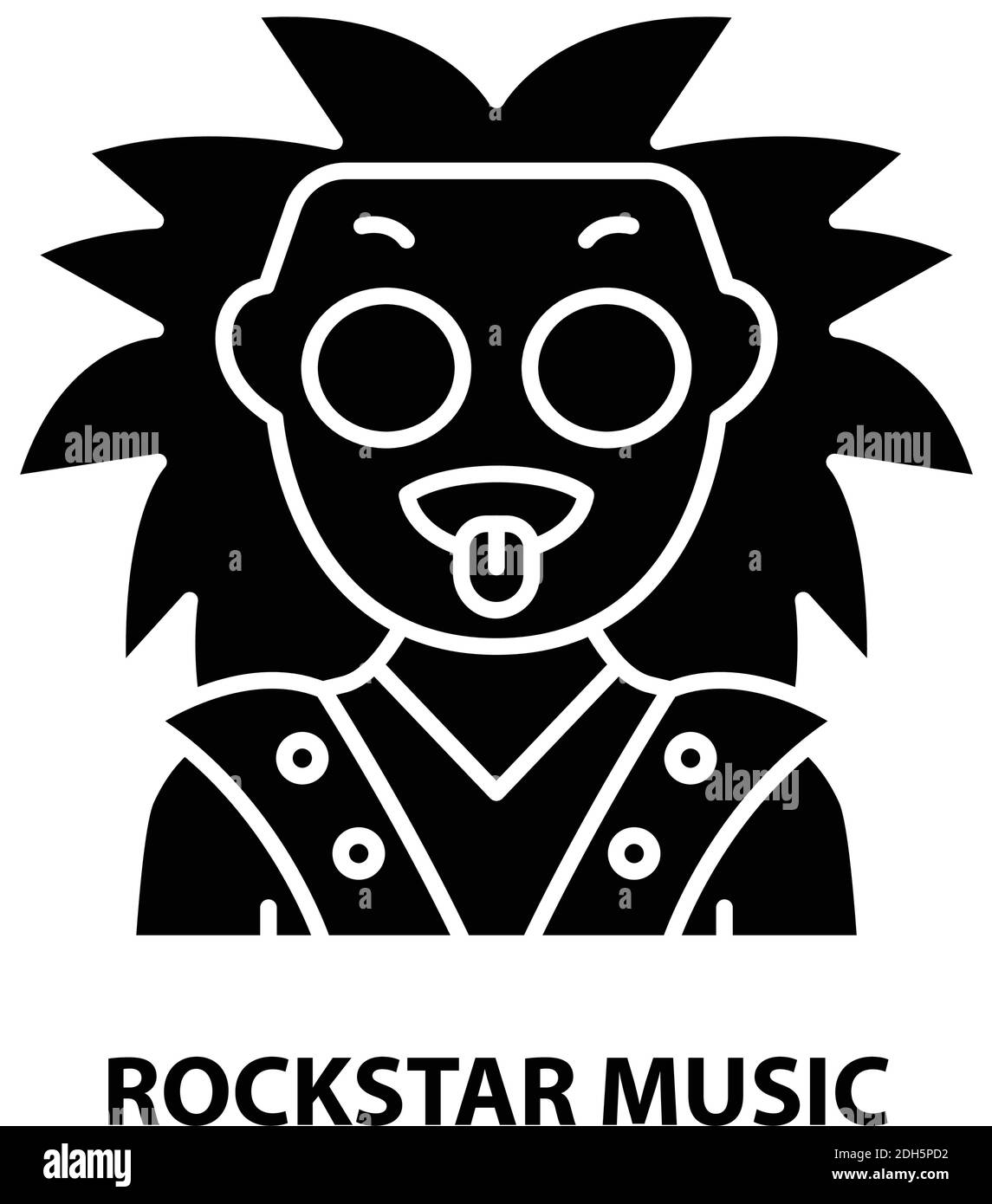 icona musicale rockstar, segno vettoriale nero con tratti modificabili, illustrazione concettuale Illustrazione Vettoriale