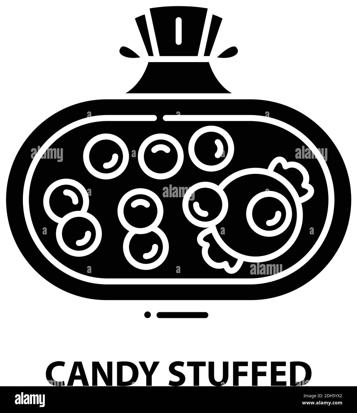 icona farcito caramella, segno vettoriale nero con tratti modificabili, illustrazione concettuale Illustrazione Vettoriale