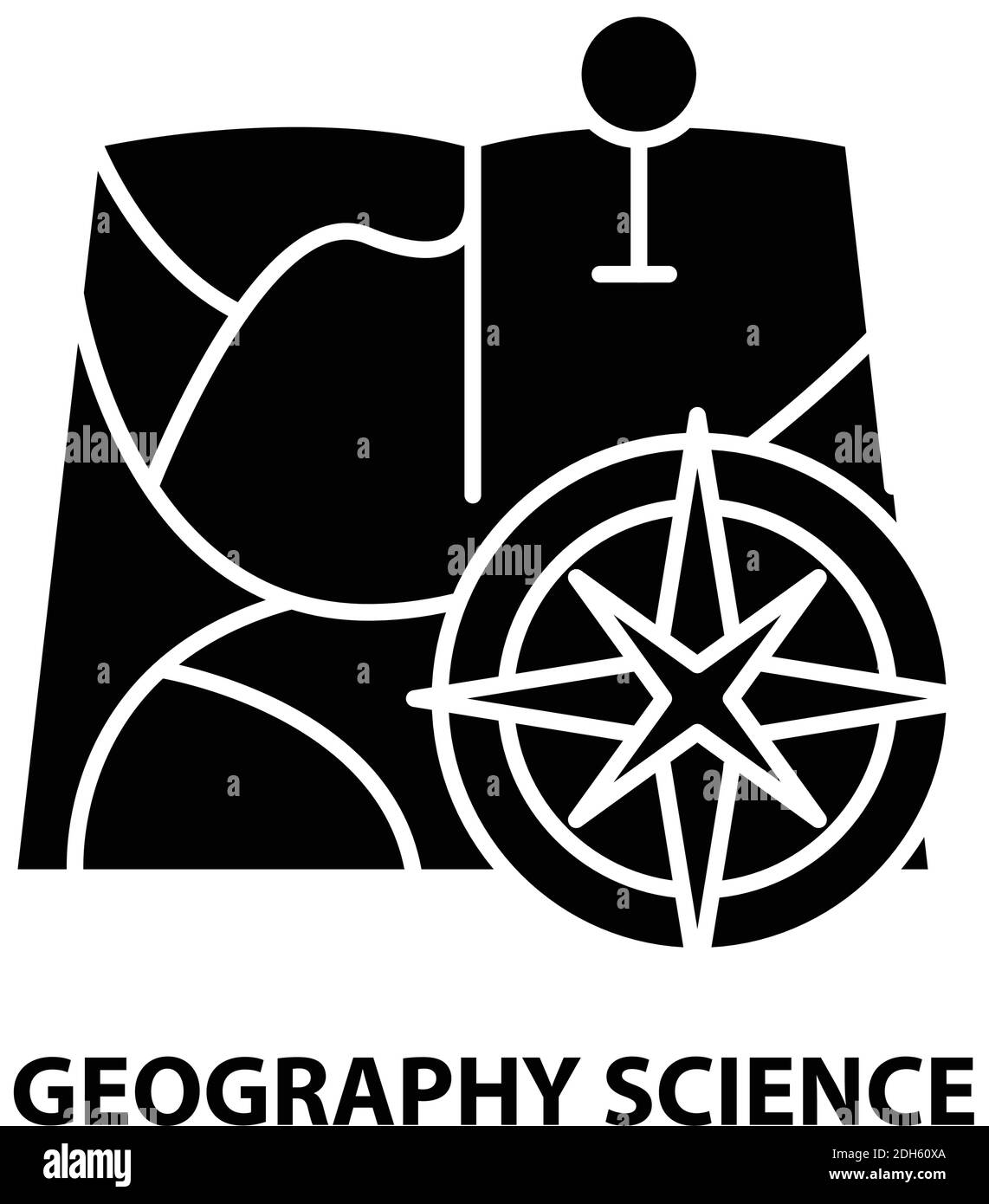 icona geography science, segno vettoriale nero con tratti modificabili, illustrazione concettuale Illustrazione Vettoriale