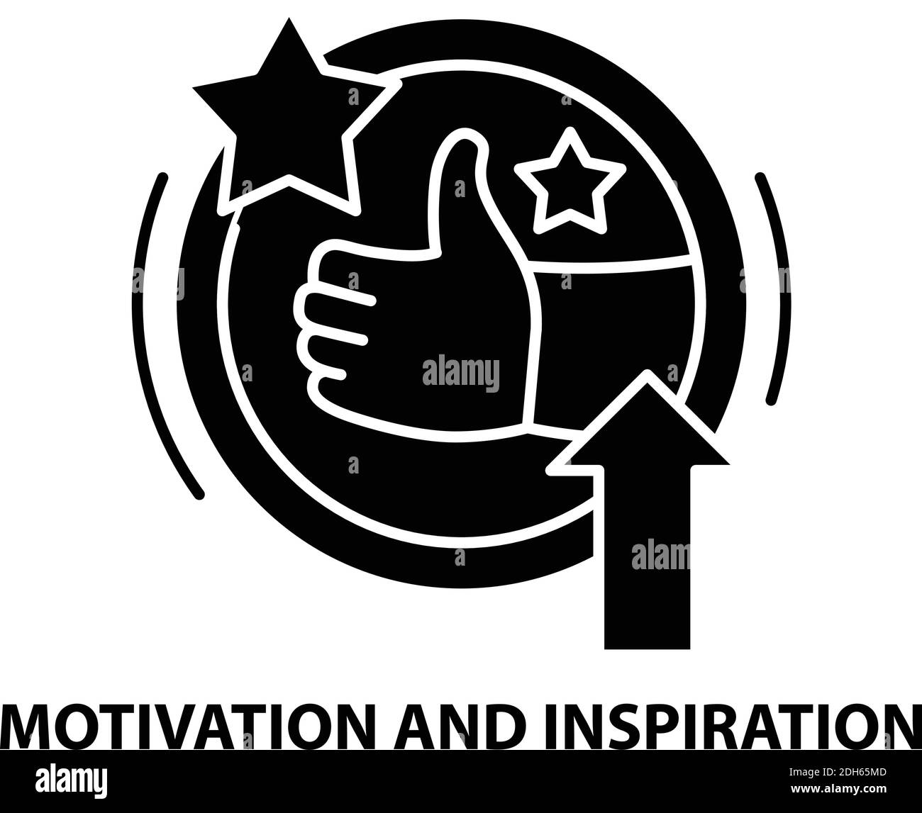 icona motivazione e ispirazione, segno vettoriale nero con tratti modificabili, illustrazione concettuale Illustrazione Vettoriale