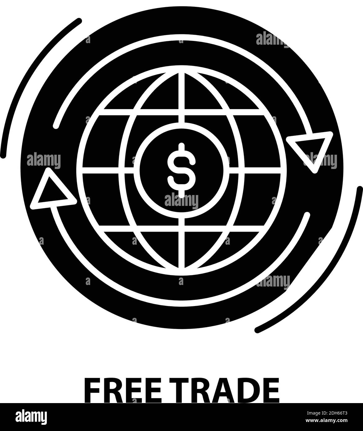 icona di libero scambio, segno vettoriale nero con tratti modificabili, illustrazione concettuale Illustrazione Vettoriale