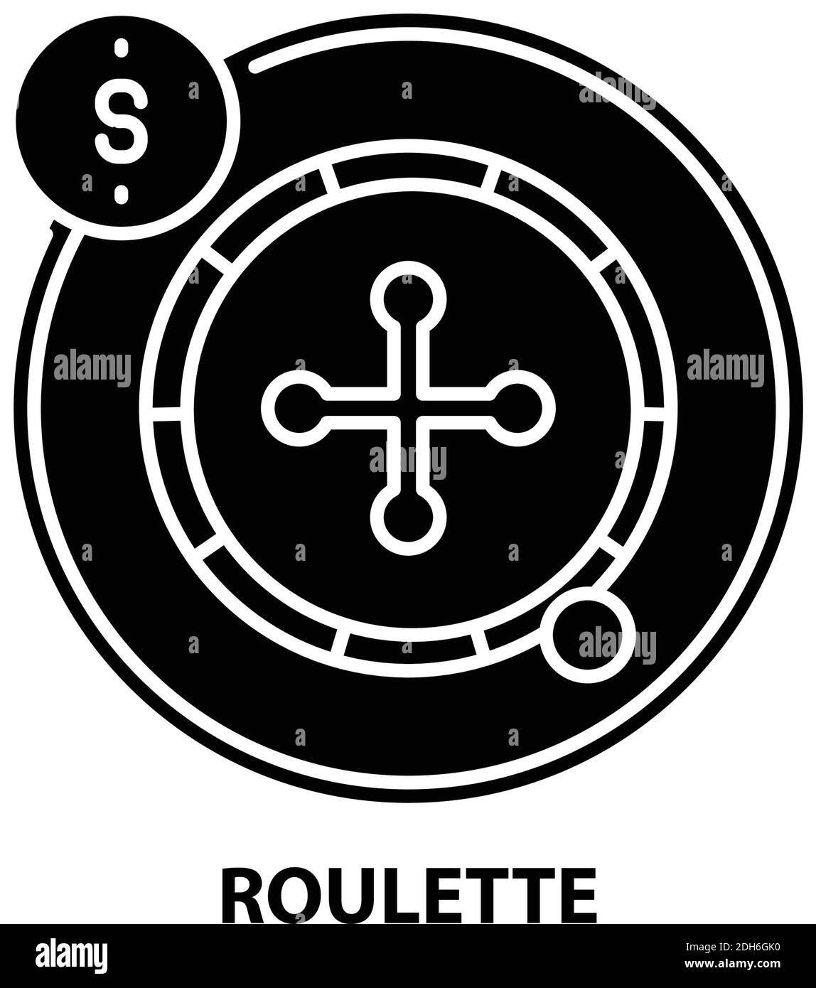 icona roulette, segno vettoriale nero con tratti modificabili, illustrazione concettuale Illustrazione Vettoriale